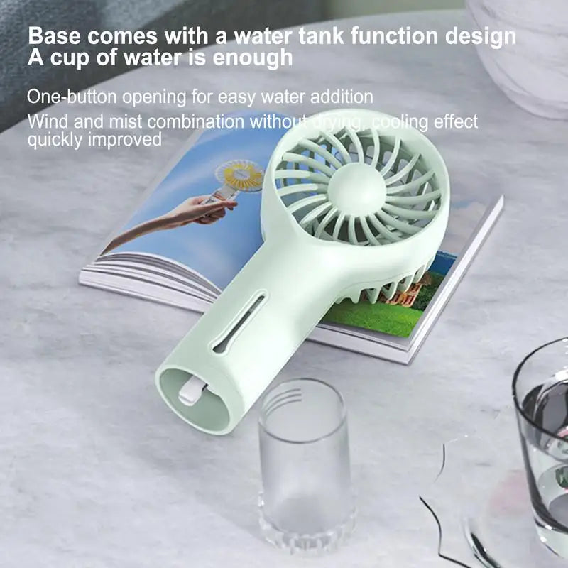 Fan With Mist Handheld Personal Mister Fan 3 Speeds Cooler For Travel Outdoor Electric Cooling Device For Kids Women