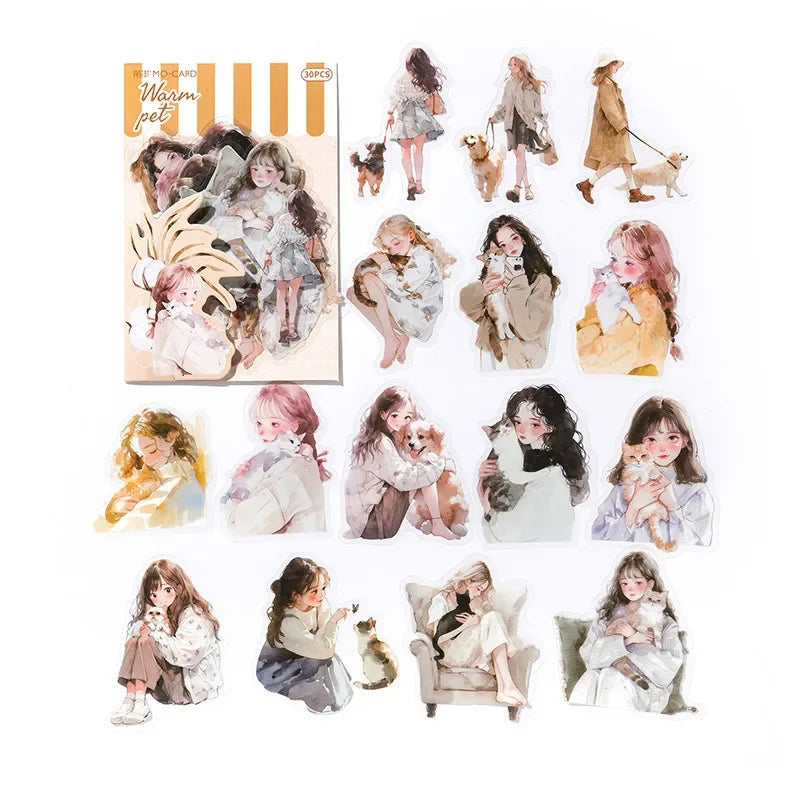 30pcs/pack Cute Cartoon Stickers DIY Scrapbooking Collage Junk Journal Creative Stationery Craft  Stickers