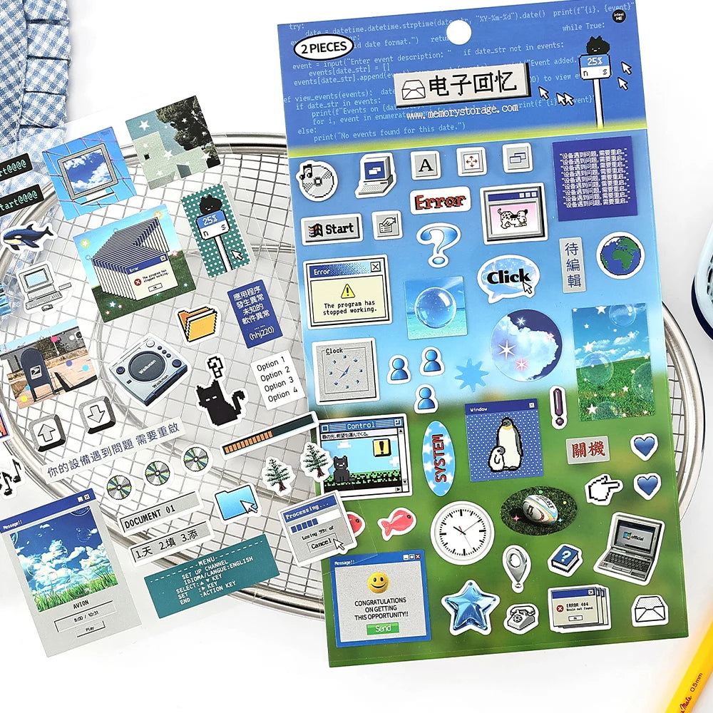 2sheets Kawaii Japanese Childhood Memories Die cut Adhesive Sticker Junk Journal Collage Decoration Scrapbook Diary Cute Sticker