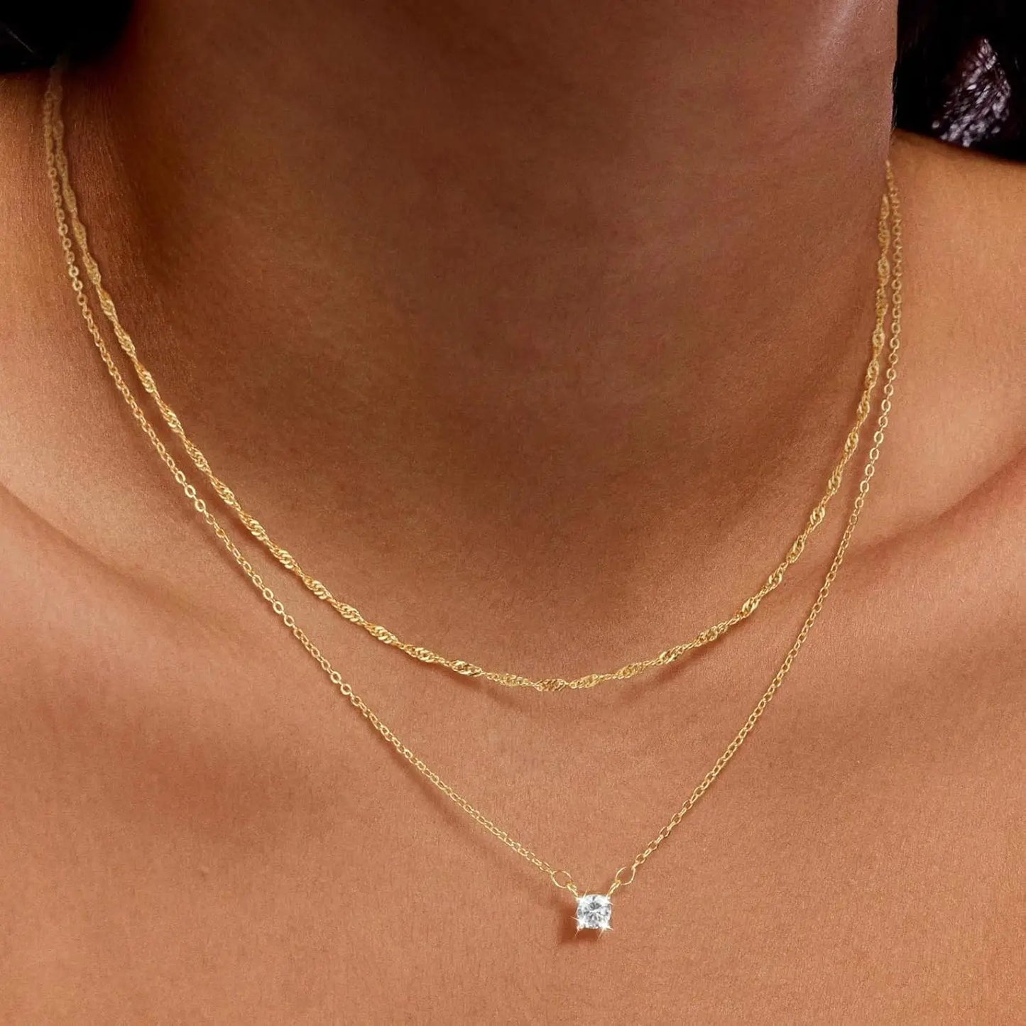 Waterproof Necklace for Women 14K Gold/Silver Plated Choker Diamond Necklace Simple Dainty CZ Chain Trendy Jewelry Accessories