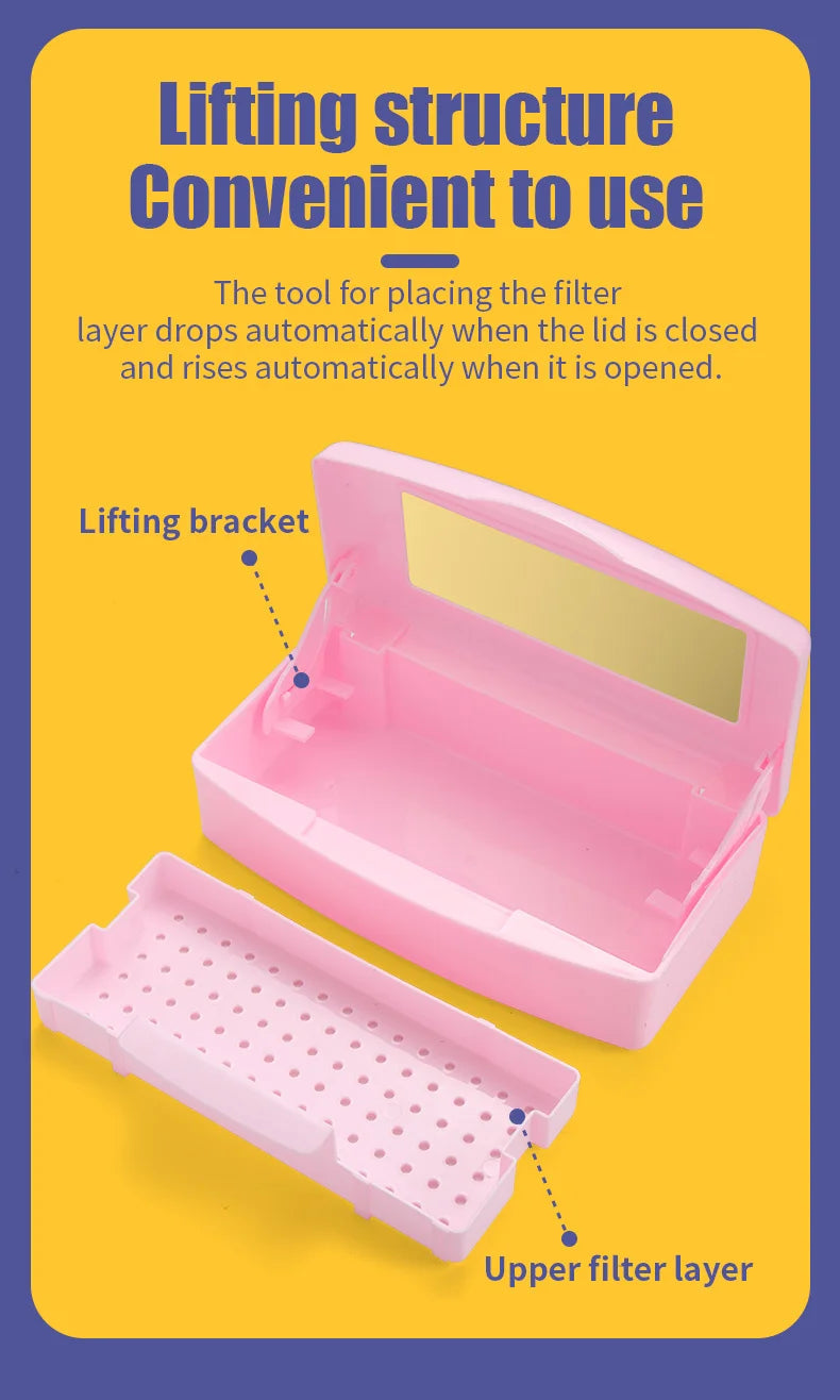 Manicure Tools Beauty Implement Sterilizing Tray Nail Tools Inside Disinfection Box Detachable Cleaning Nail Tools Storage Box