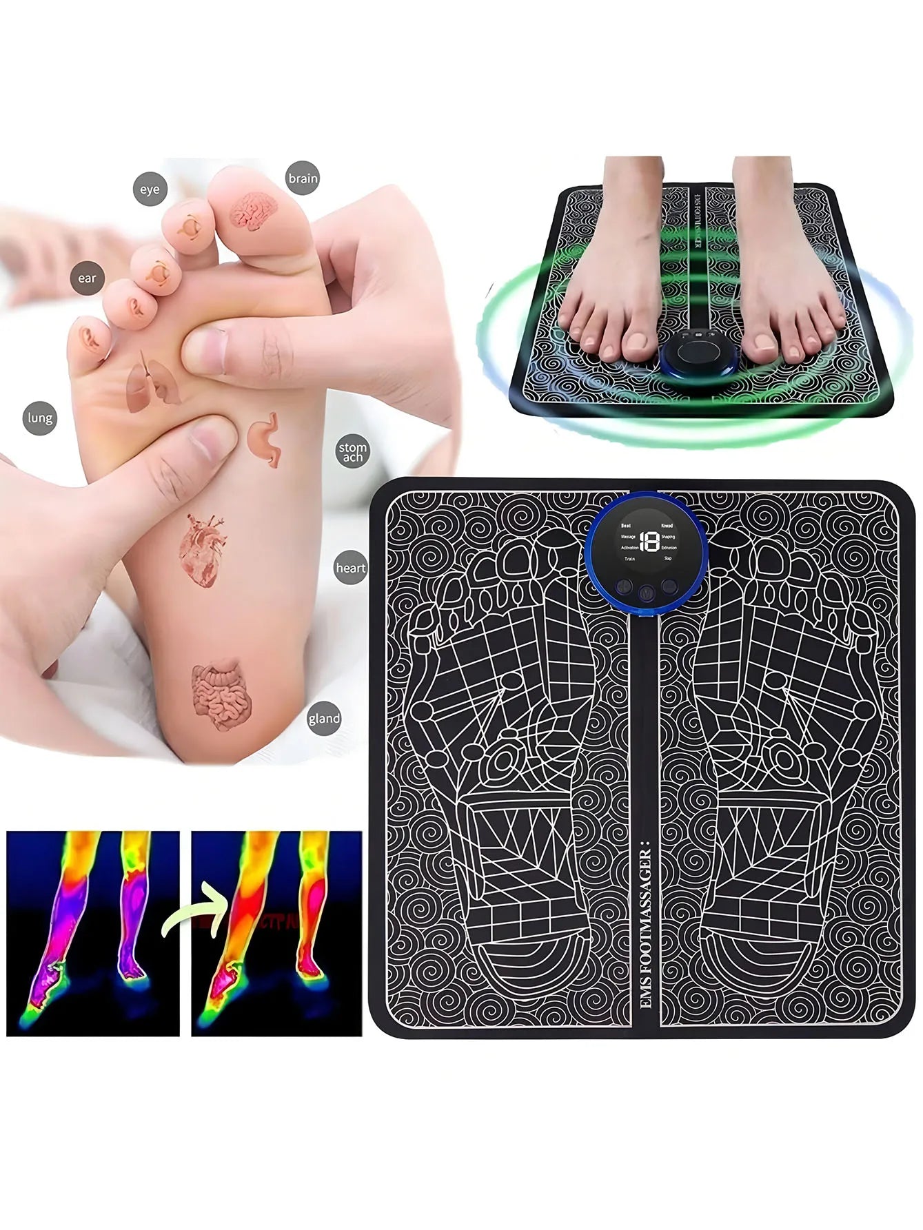 Rechargeable Electric Foot Massager - Improves Blood Circulation And Relaxes Muscles