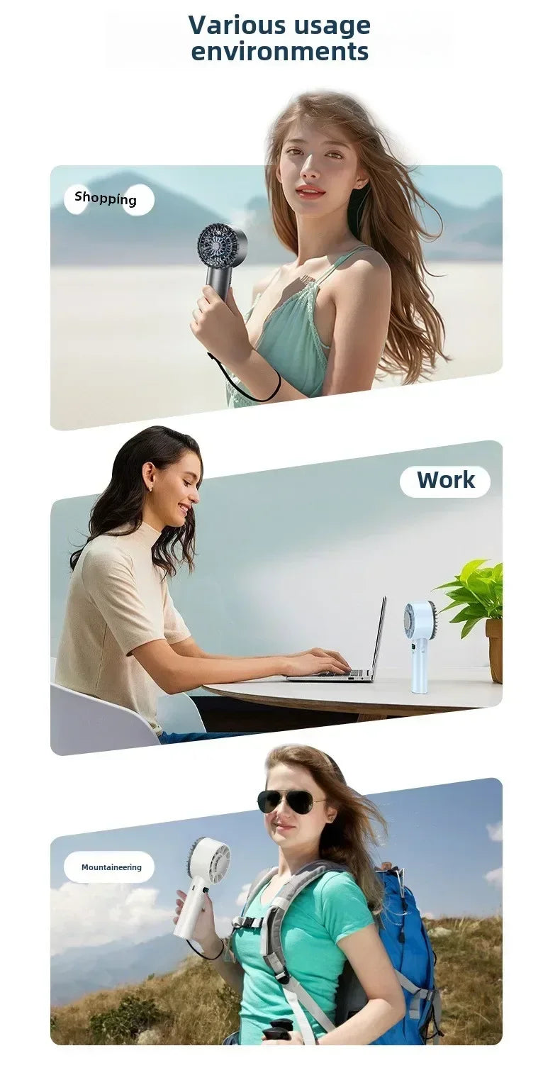 TINSOL Ice-cooling high-speed handheld fan 5200mAh portable mini fan, suitable for travel, camping, and outdoors