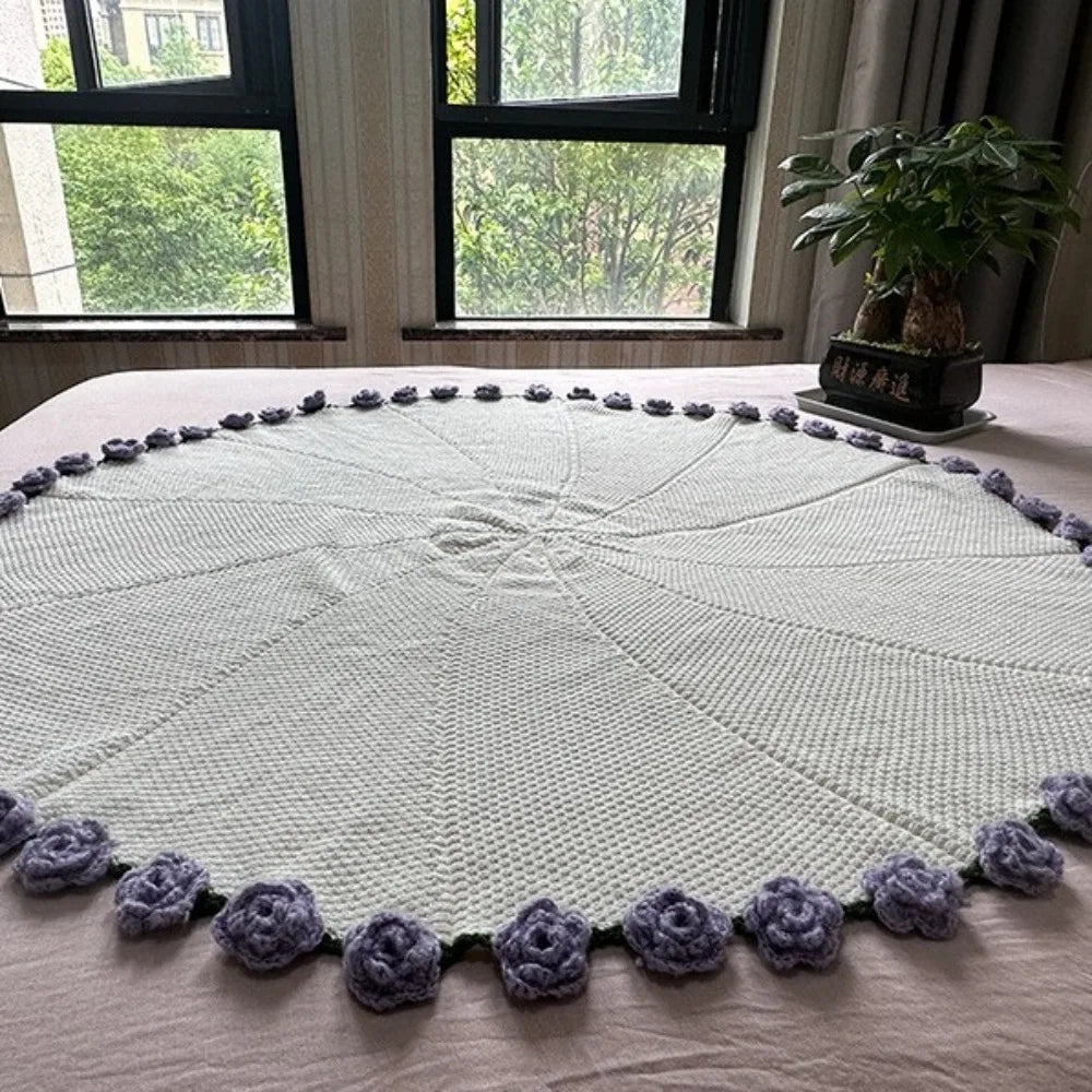 Creative Crochet Rose Bouquet Blanket Fashion Finished Rose Nap Blanket Soft Flower Hugging Blanket Valentine's Day Blanket