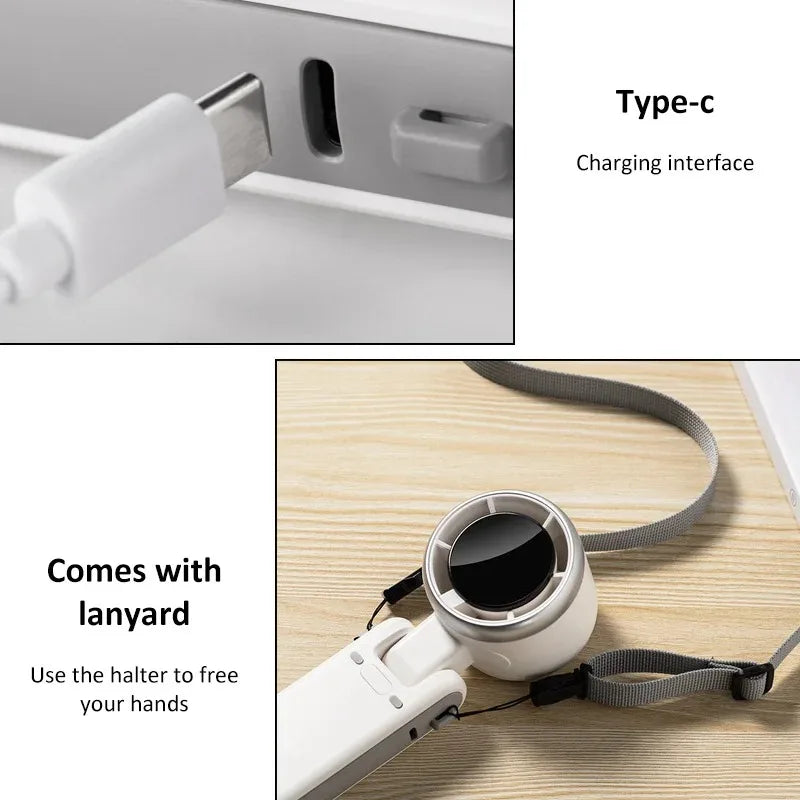 Portable Mini Handheld Fan Multi-functional Foldable Fan USB Rechargeable Mini Turbine Fan Mini Table Fan