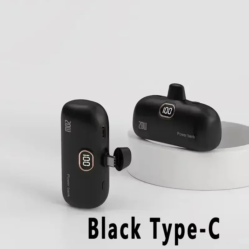 Portable Mobile Charger Mini Power Bank Built Cable Fast Charger Battery Capsule Power bank 10000/5000mAh For iPhone Type-C