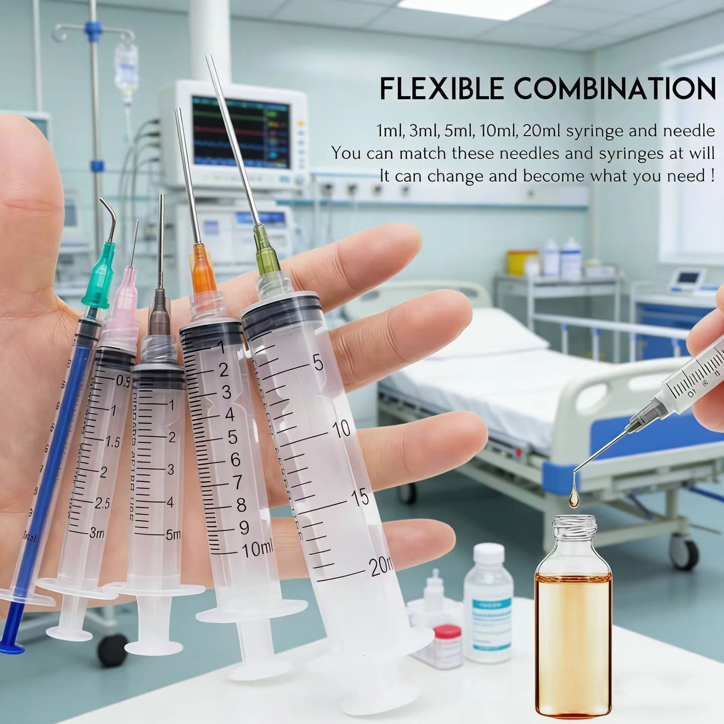 Glue Applicator Syringe with Blunt Tip Needle and Cap, for Liquid, Glue, Ink, Perfume, Lip Gloss Making