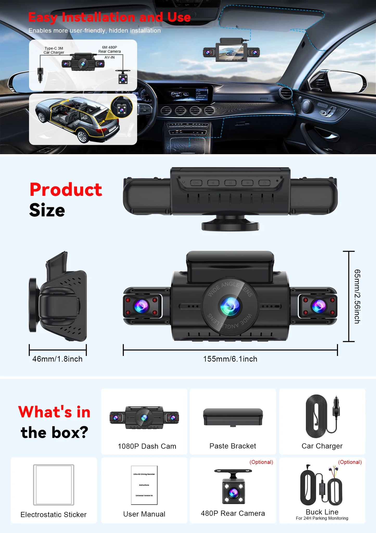  Dashcam for cars 4 Channel Black Box WiFi Driving Camera FHD 1080P Night Vision Loop Recording 24H Parking Mode car accessorie