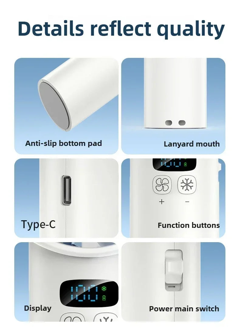 TINSOL Ice-cooling high-speed handheld fan 5200mAh portable mini fan, suitable for travel, camping, and outdoors