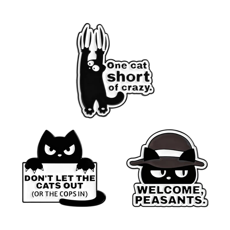 3-7pcs/sets Cartoon Anime Middle Finger Rude Cat Enamel Pins Low Battery Daisy Flower Brooches Backpack Lapel Badge Jewelry Gift