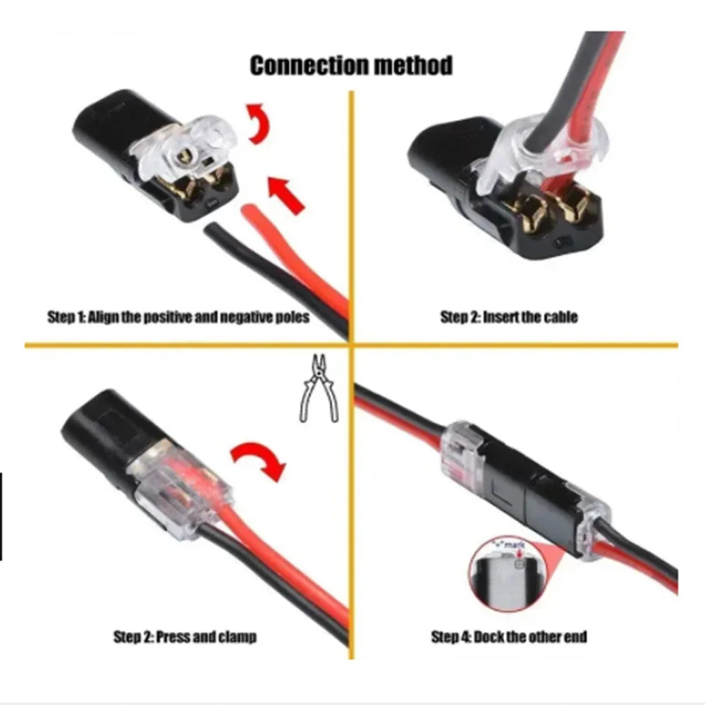 20/30/50/100PCS Double Wire Plug-in Waterproof Quick Connectors with Locking Buckle 2 Way Car Wire Terminal Block Cable Clamps