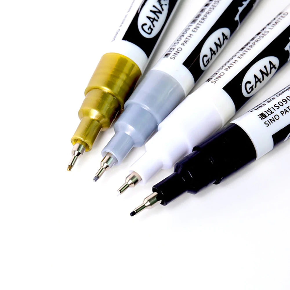 4pcs Oil Based White Black Permanent Paint Markers Pens 0.7mm Extra Fine Waterproof, for Rock Painting, Wood, Metal, Canvas