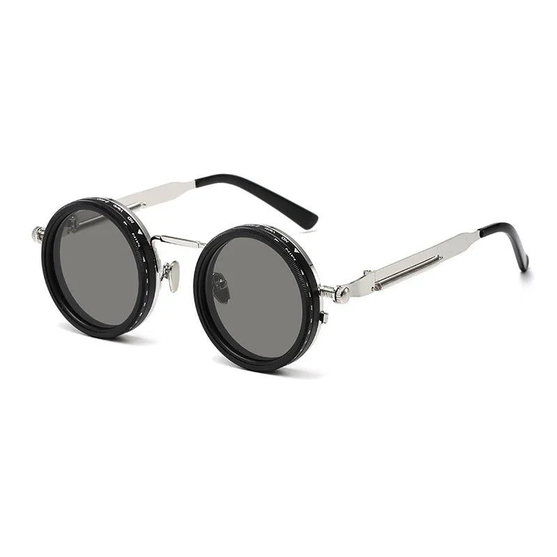 ND Dimming Glasses Polarized Sunglasses Men Women Round Retro Punk Driving Eyeglasses Outdoor Shades UV400 Adjustable Eyewear