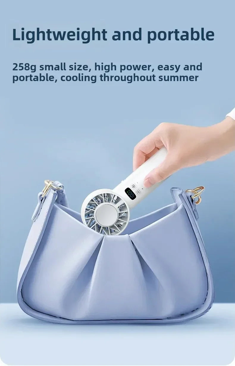 TINSOL Ice-cooling high-speed handheld fan 5200mAh portable mini fan, suitable for travel, camping, and outdoors
