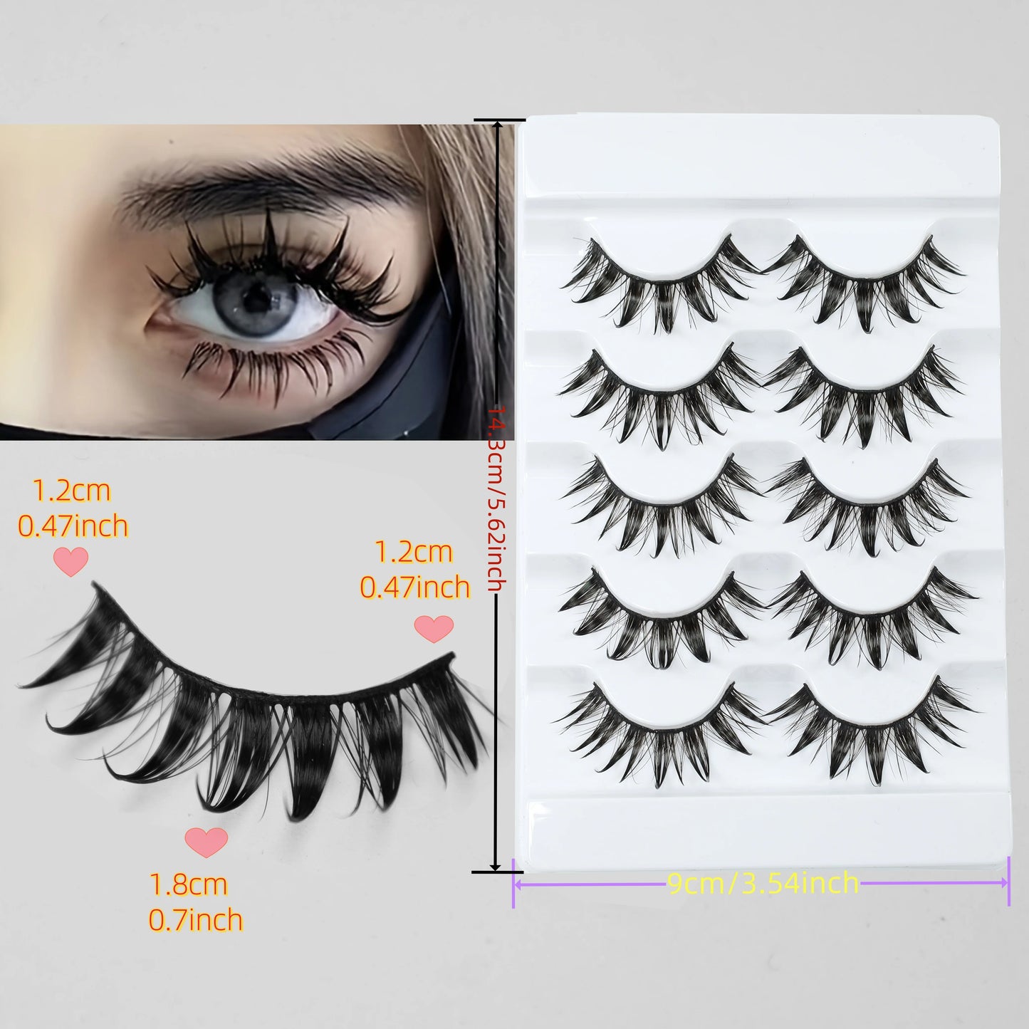 5 pairs of wet eyelashes, light Thai makeup false eyelashes, 3D stereoscopic comics, devil curls, and curly eyelashes