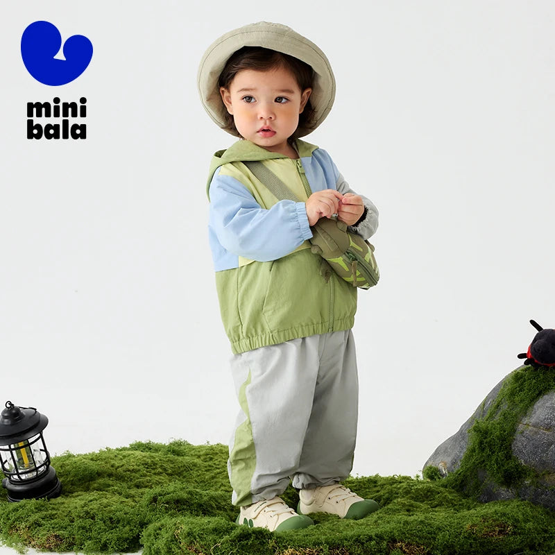 Mini Bala Unisex Kids Outdoor Long Sleeve Set 2025 New Full Comfortable Hooded Top-and-Long Trousers