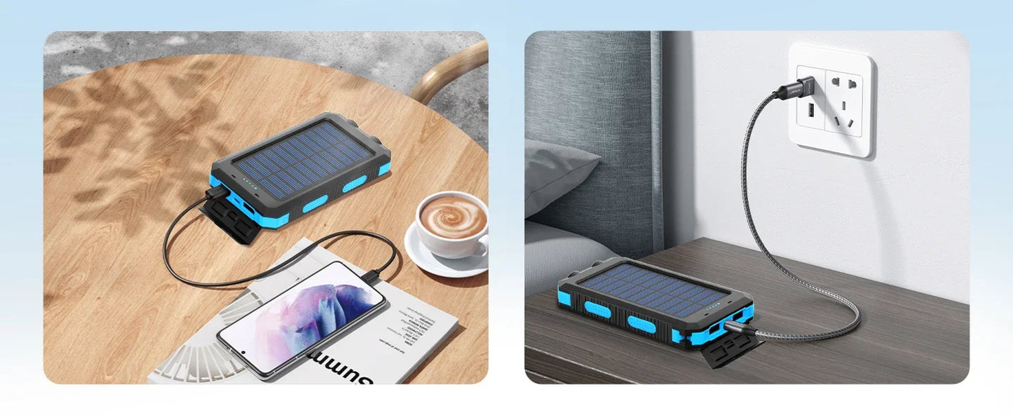 Solar power bank 50000mAh with built-in cable, lightweight and large capacity universal mobile power supply for mobile phones