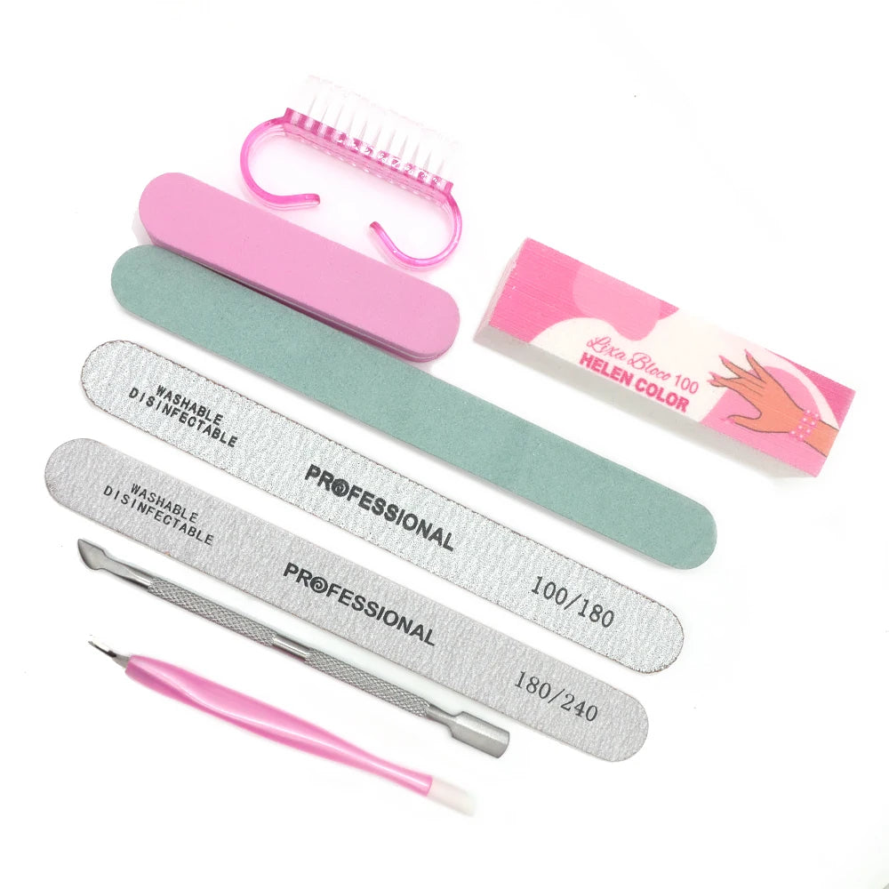 8pcs/Set Nail Manicure Care Tool Kit Nail Buffer Professional Nail Files Brush Manicure Pedicure UV Gel Nails Polish Art Tools