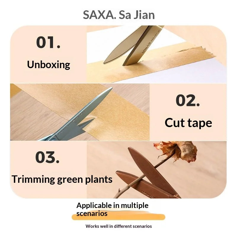 Japan KOKUYO SAXA Safety Scissors,Portable Titanium Coated Non-stick Blunt Tip Multi-Purpose Scissors for Home,Kids Craft&Office