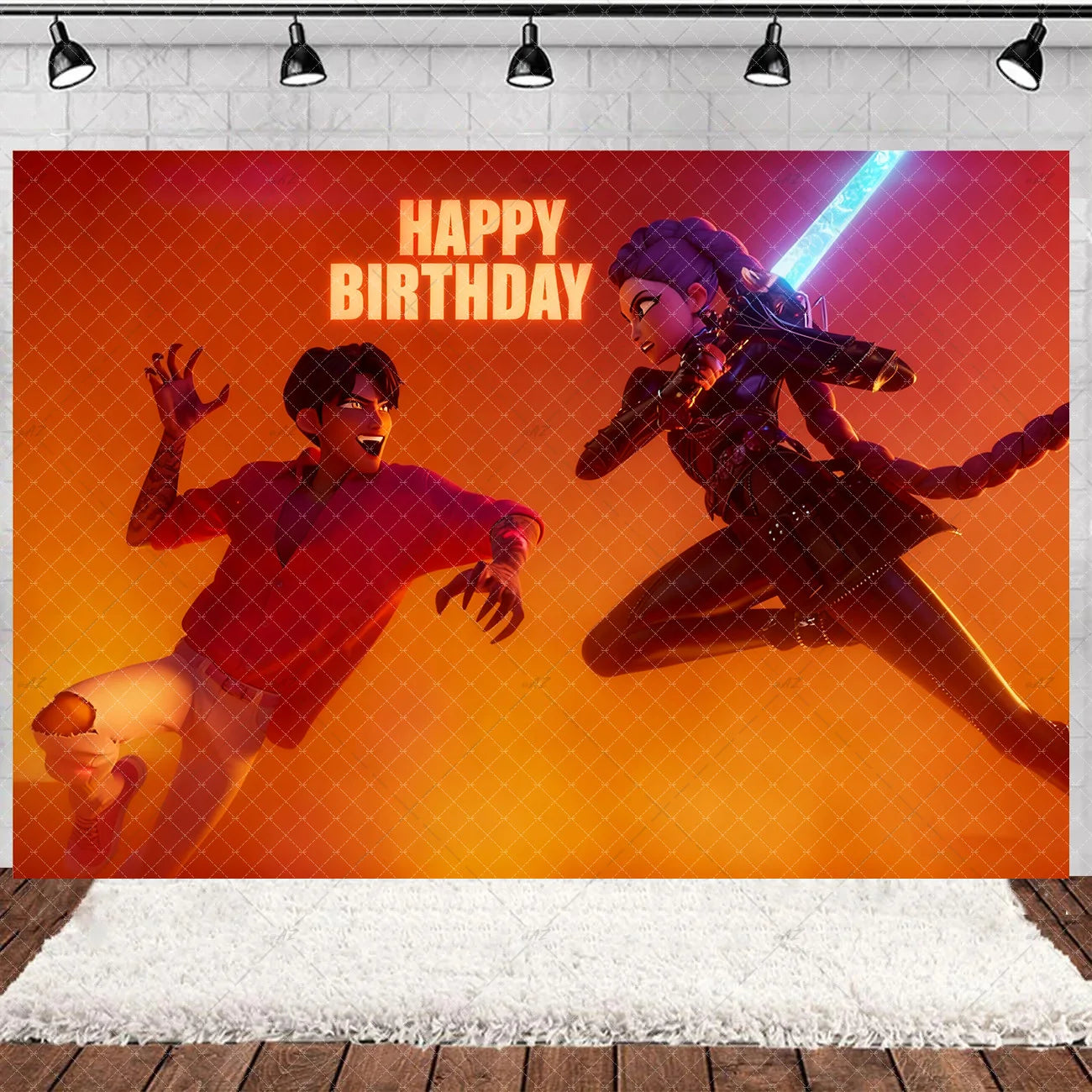 Hot KPop Girl Demon Hunters Backdrop Popular Anime Adult Children's Birthday Party Decorations Baby Shower Supplies Photo Props