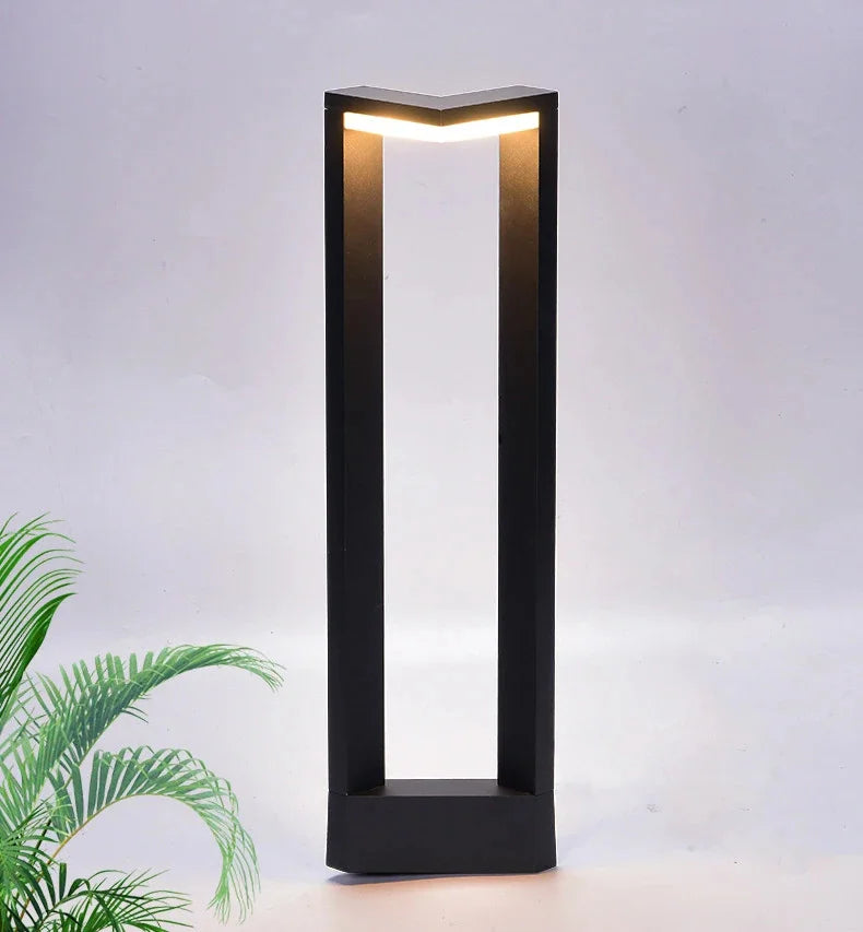 LED 12W Outdoor Landscape Path Lights Black IP65 Waterproof Lawn Post Light Fixture for Lawn Patio Courtyard Driveway Decoration