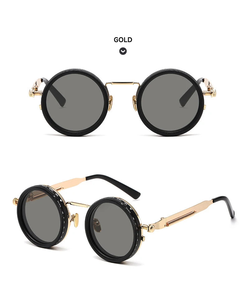 ND Dimming Glasses Polarized Sunglasses Men Women Round Retro Punk Driving Eyeglasses Outdoor Shades UV400 Adjustable Eyewear