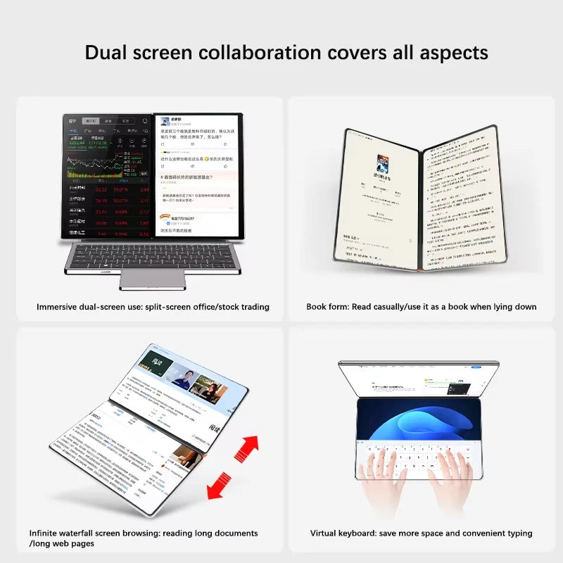 GLF-S2 Dual Screen Laptop 10.9+10.95 Inch Windows 11 Touchscreen Notebook Intel i3 1215U N100 WIFI 6 Laptop Tablet Computer