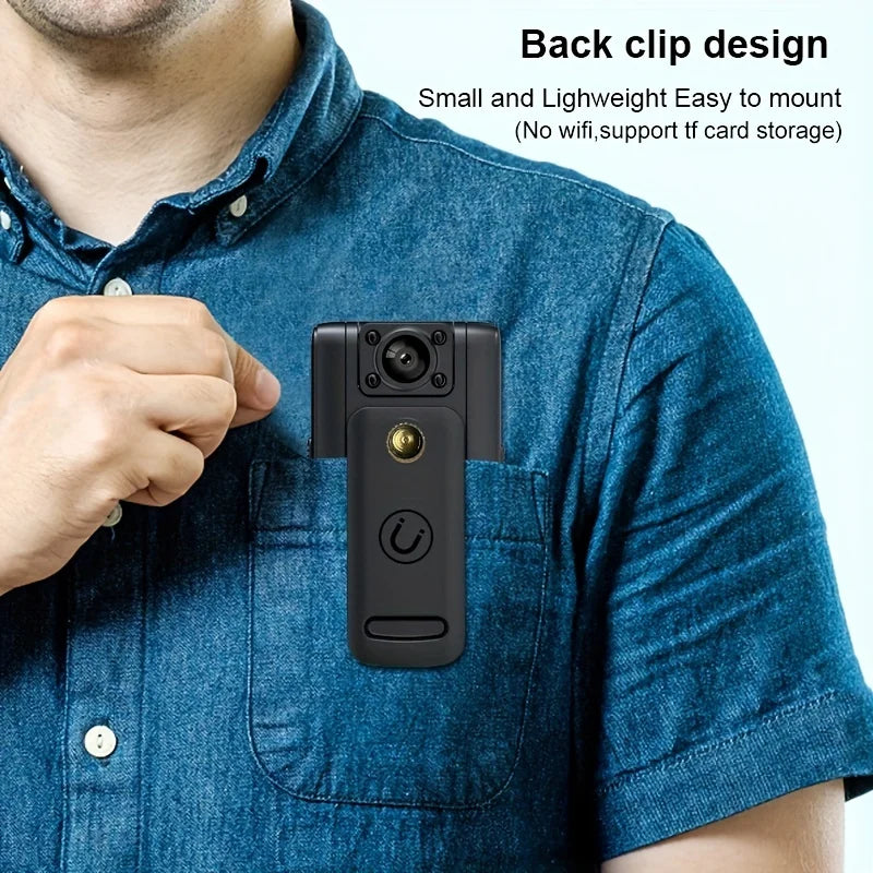 1pc Full 1080P Body Camera with Clip, Body Cam Built-in 1000mAh Battery, 4-5Hours Record, for Outdoor and Night Vision
