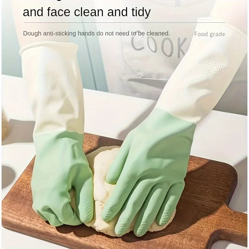 4pcs Waterproof Housework Cleaning Gloves Kitchen Cleaning Latex Laundry Dishwashing Gloves Wear Resistant Rubber Work Gloves