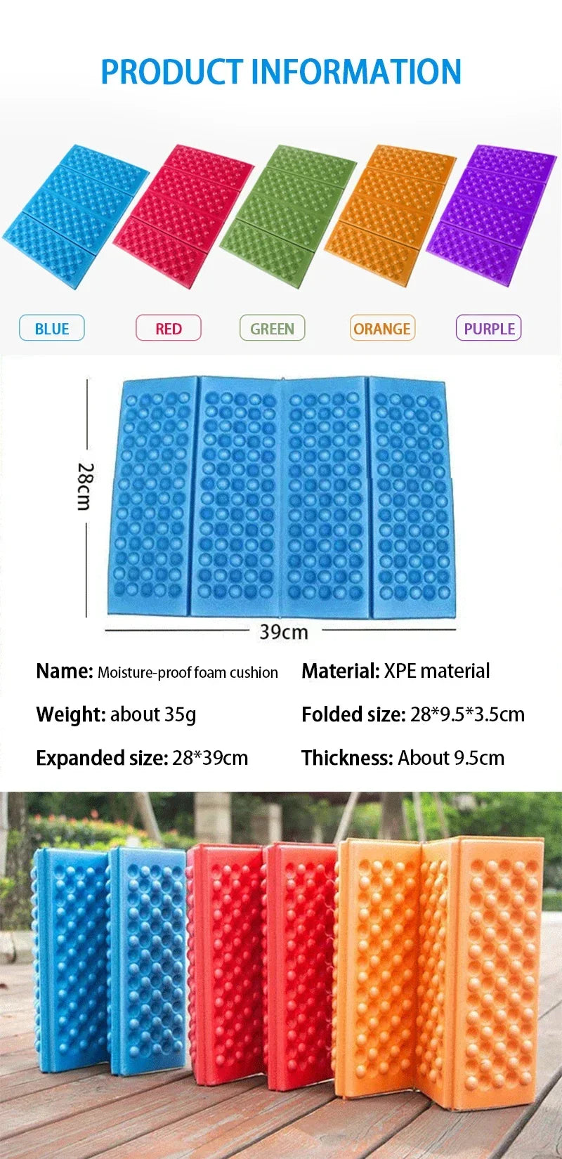 Honeycomb Massage Mat 6-Fold XPE Cushion Outdoor Hiking Camping Training Park Foldable Pillow Picnic Sitting Moisture-proof Pad