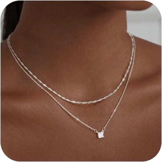 Waterproof Necklace for Women 14K Gold/Silver Plated Choker Diamond Necklace Simple Dainty CZ Chain Trendy Jewelry Accessories