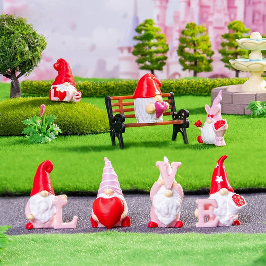 10/20/50pcs Mini Heart Love Dwarf Doll Figurine Miniature Gnome Garden Fairy Landscape Crafts Desktop Valentine's Day Ornament