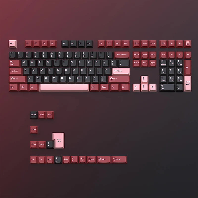 USLION 126 Keys Keycaps Three Color Mix Theme Cherry Profile English PBT Key Caps Set for Mechanical Keyboard