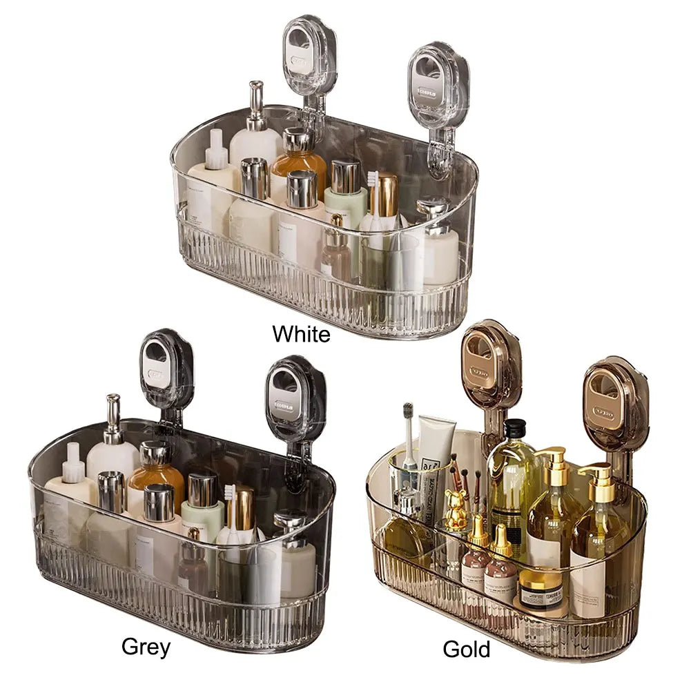 Hanging Shower Shelf Suction Storage Box Large Capacity & Strong Load-Bearing Removable Shower Basket Suction Cup for Bathroom