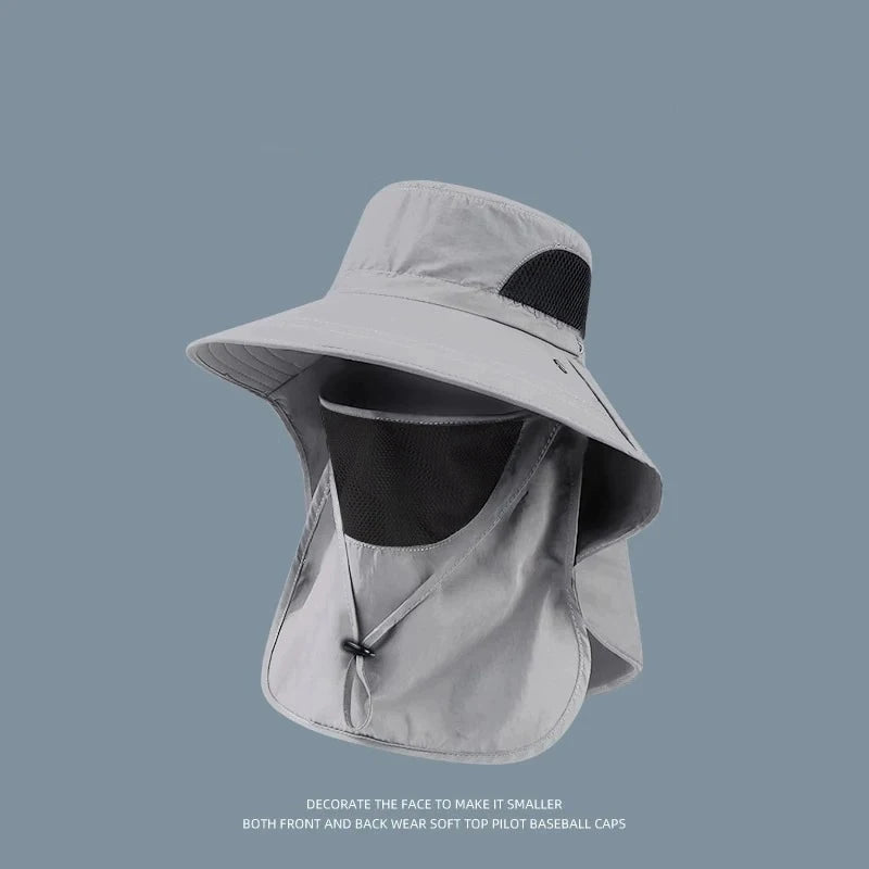 UPF 50+ Sun Hat with Face Neck Flap Wide Brim UV Protection Fishing Hat for Men Women Outdoor Hiking Gardening