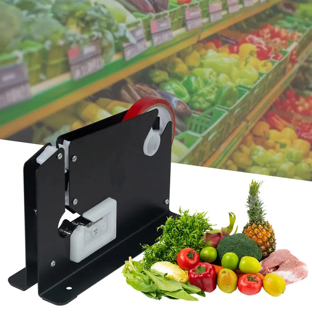 1-pack black metal tape cutter - comes with 6 rolls of tape, suitable for quick sealing of fruit and vegetable packaging.