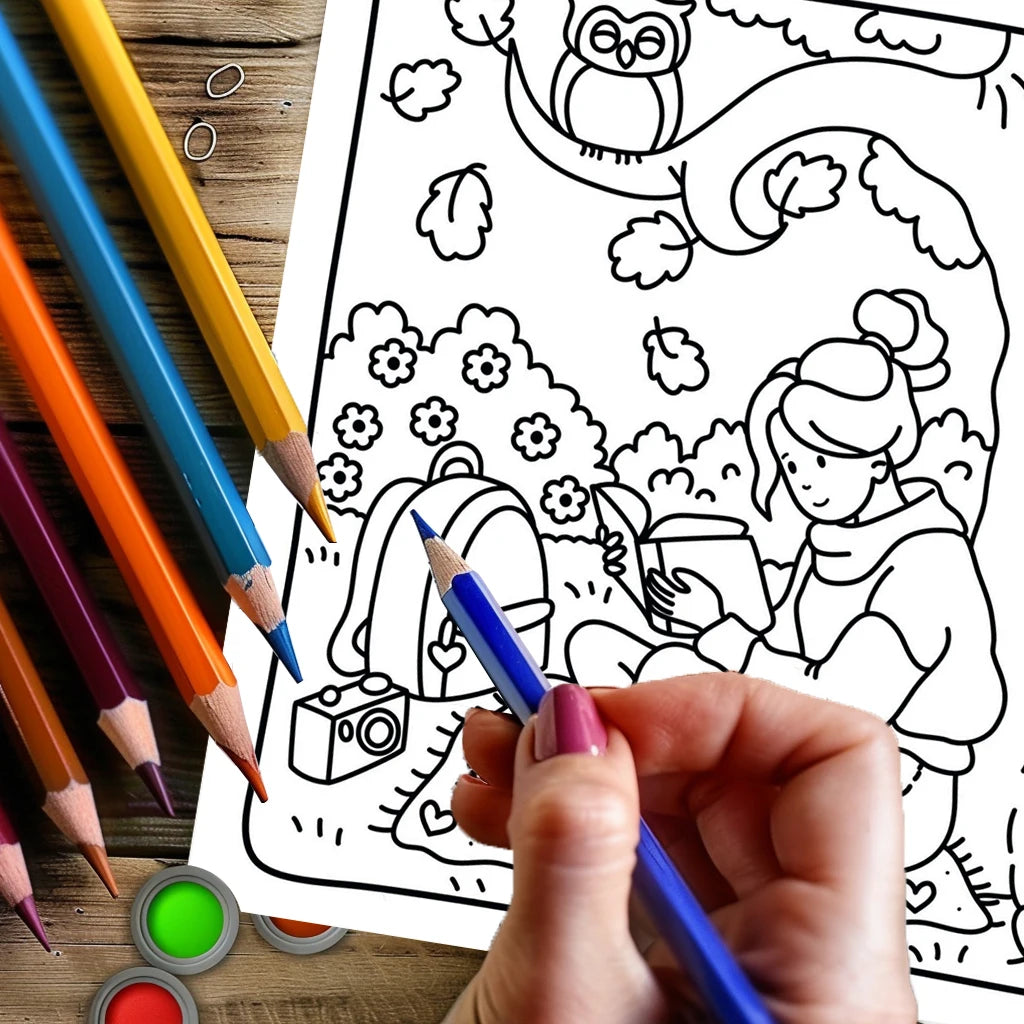 28 Pages Cozy Girls's Life Coloring Book for Adult | Colouring Book for Stress Relief, Birthday Day Gift, Back to School Supplie