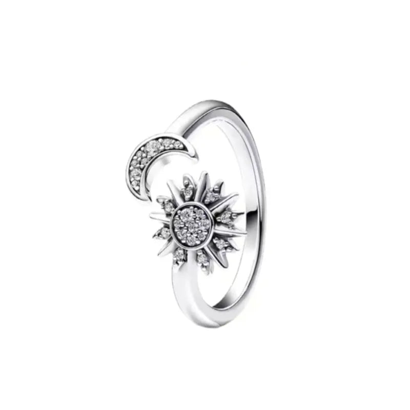 Hot Sale 925 Sterling Silver Red Pink Blue Green Heart Stone Snowflake Daisy Ring Trinkets Rings Wedding Fashion  Jewelry Women