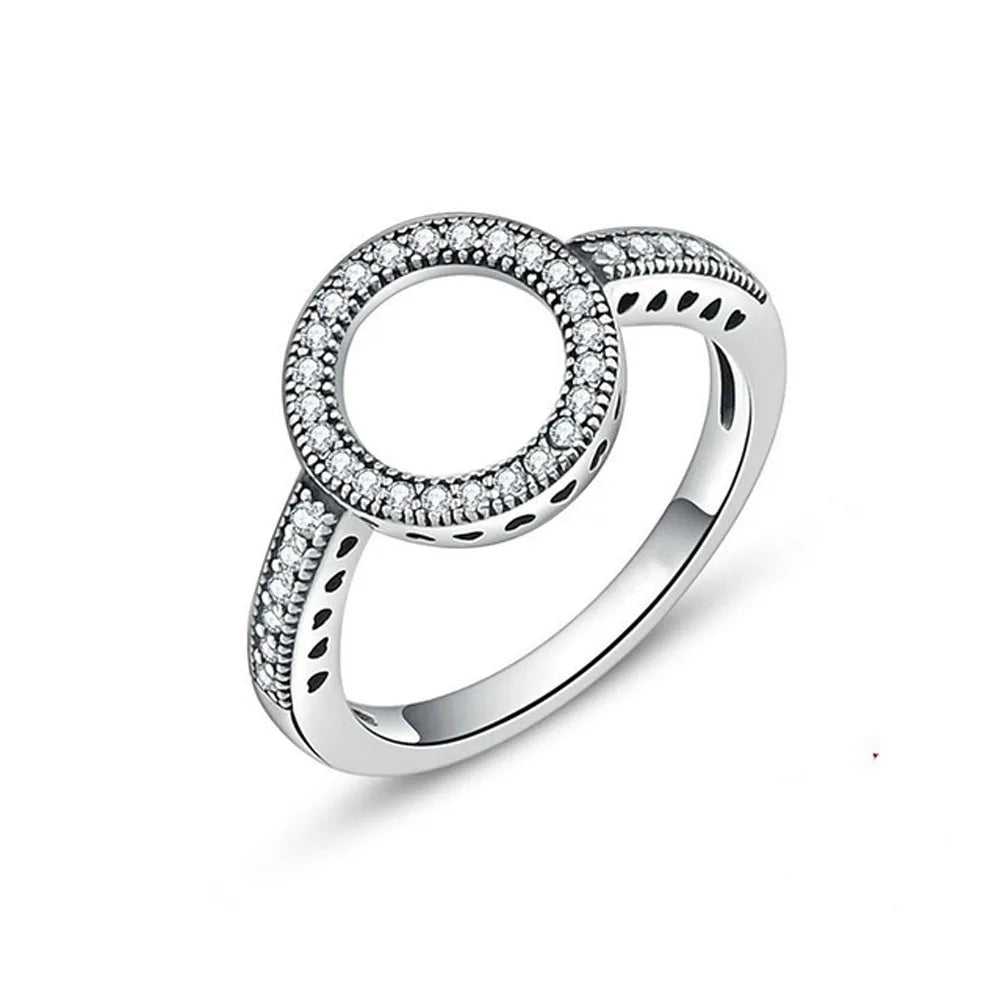 Hot Sale 925 Sterling Silver Red Pink Blue Green Heart Stone Snowflake Daisy Ring Trinkets Rings Wedding Fashion  Jewelry Women