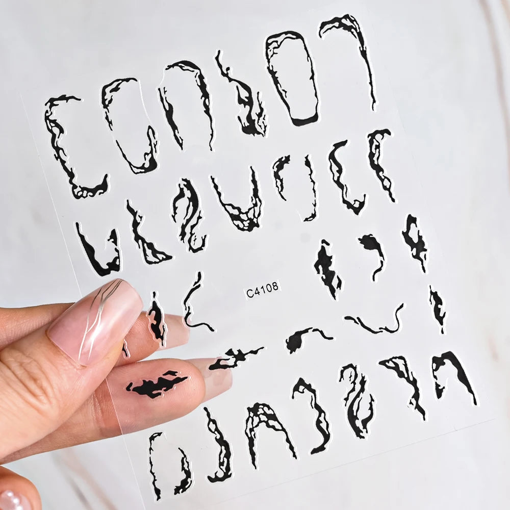 5D Gold Marble Texture Bronzing Nail Art Sticker 5 Colors Irregular Marble Pattern Nail Decals Simple Line Design Nail Accessori