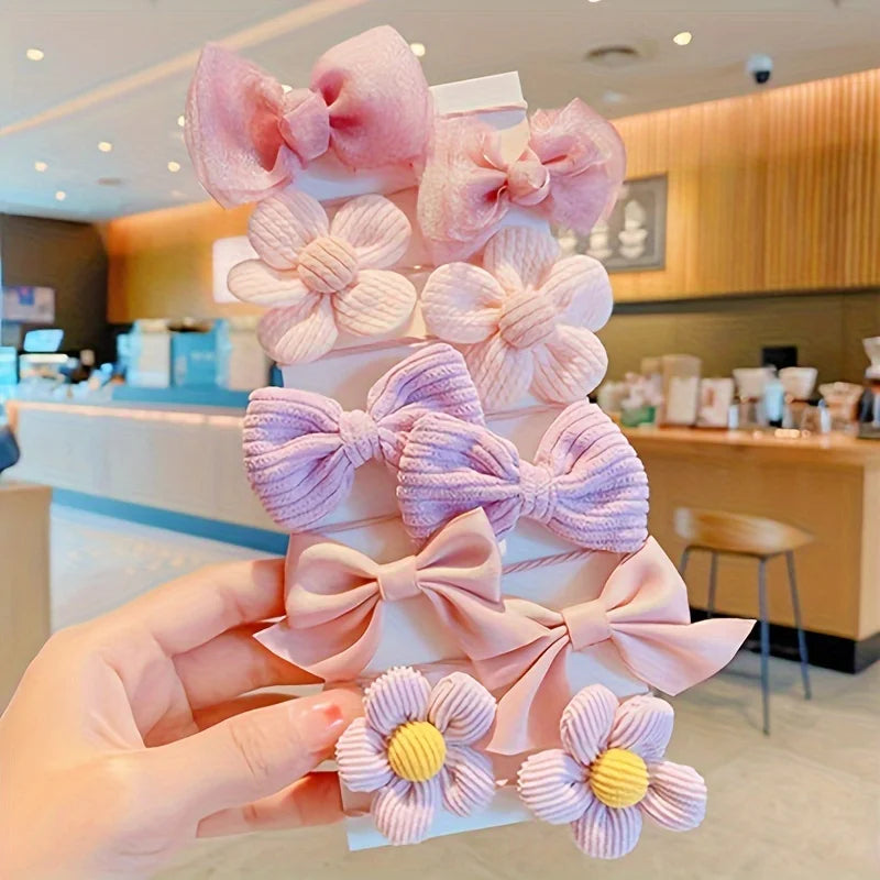 10 adorable and sweet-style bow flower designs, with strong elasticity, non-damaging to hair, suitable for ponytails