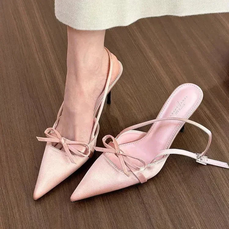 Pointy Single-shoe Women 2025 New Spring Stiletto Sandals French with Skirt Temperament Pink High Heels  Kawaii Shoes
