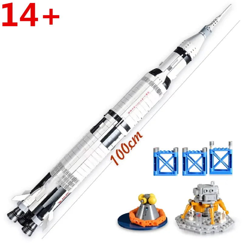 New 1969 pieces; 92176 New type rocket spaceship building block spacecraft model kit launcher brick toys children birthday gift