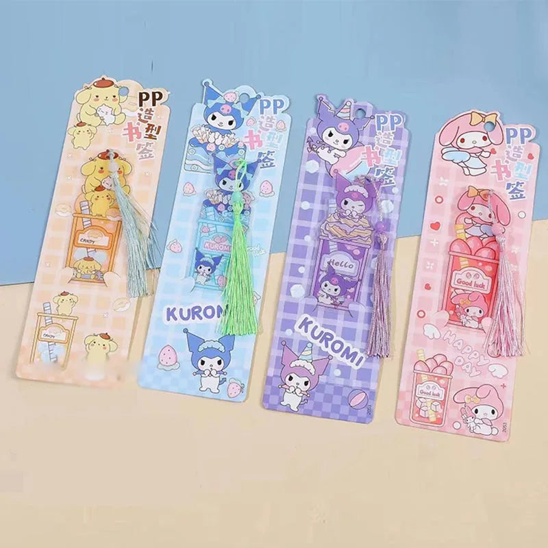 16pcs/lot Sanrio Kuromi Bookmark Creative Melody Tassels Book Mark For Books School Office Supplies Cartoon Stationery Gift