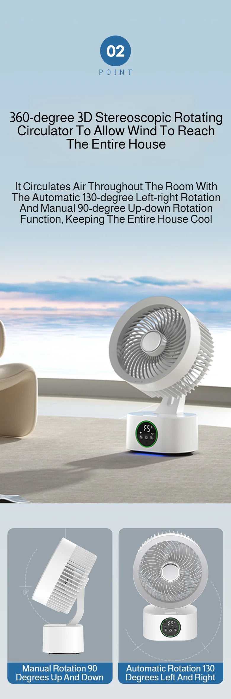 Portable Wall-Hanging Fan With Remote Control Smart Voice Rechargeable USB Household Electric Folding Fan Nightlight Air Cooler