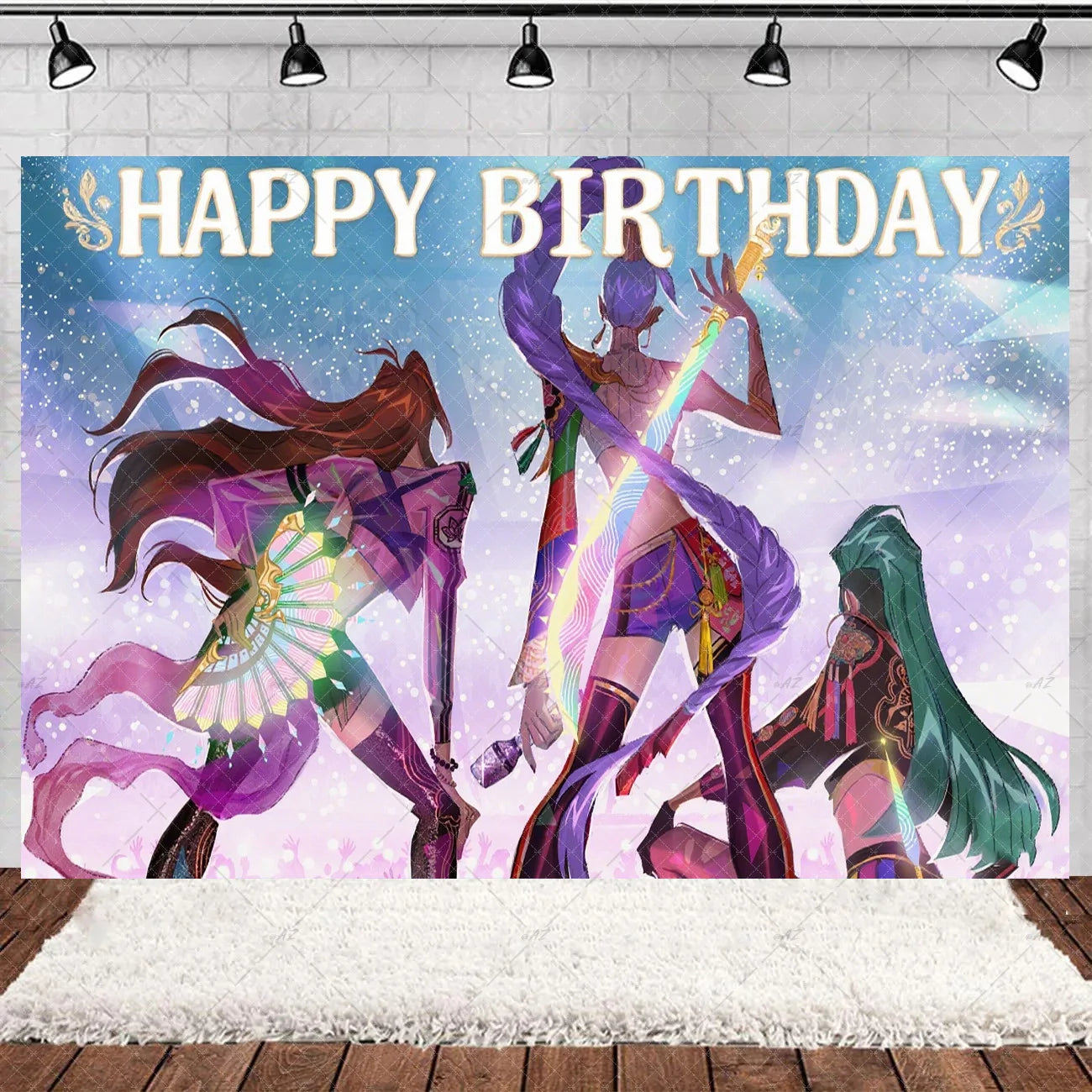 Hot KPop Girl Demon Hunters Backdrop Popular Anime Adult Children's Birthday Party Decorations Baby Shower Supplies Photo Props