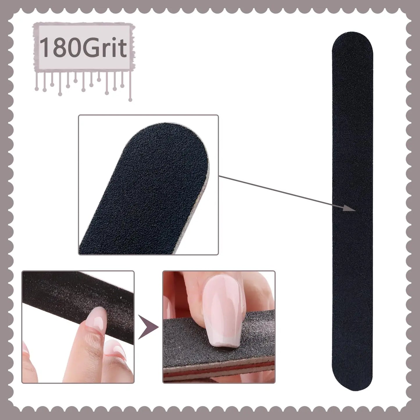 100/180 Grit Nail File Nail Buffer, Emery Boards for Nails, Nails Buffer and Shine Kit, for Poly Nails Extension Gel