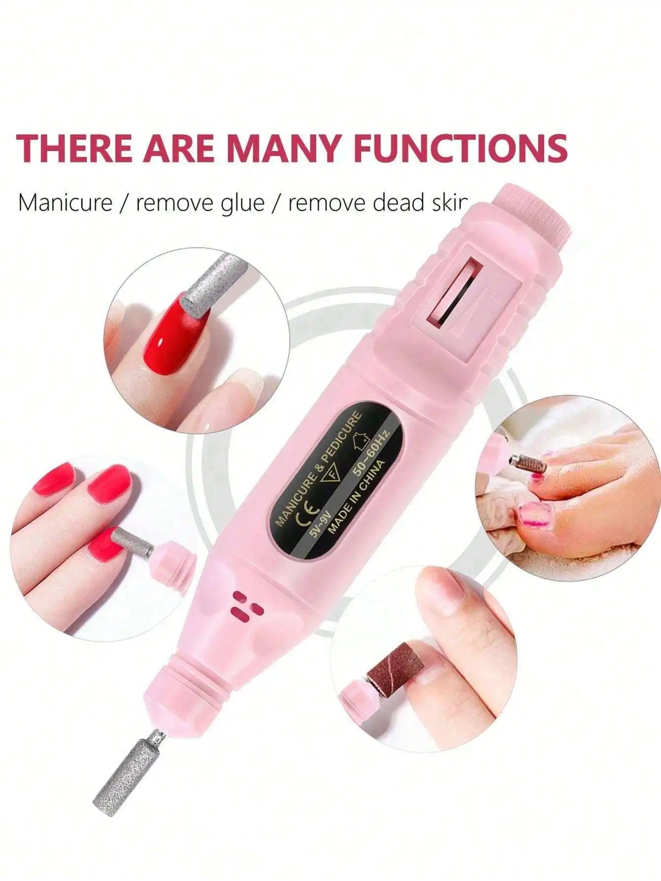 Manicure tool set, including manicure lamp, professional polisher, dead skin remover, cuticle separator - stainless steel DIY ma