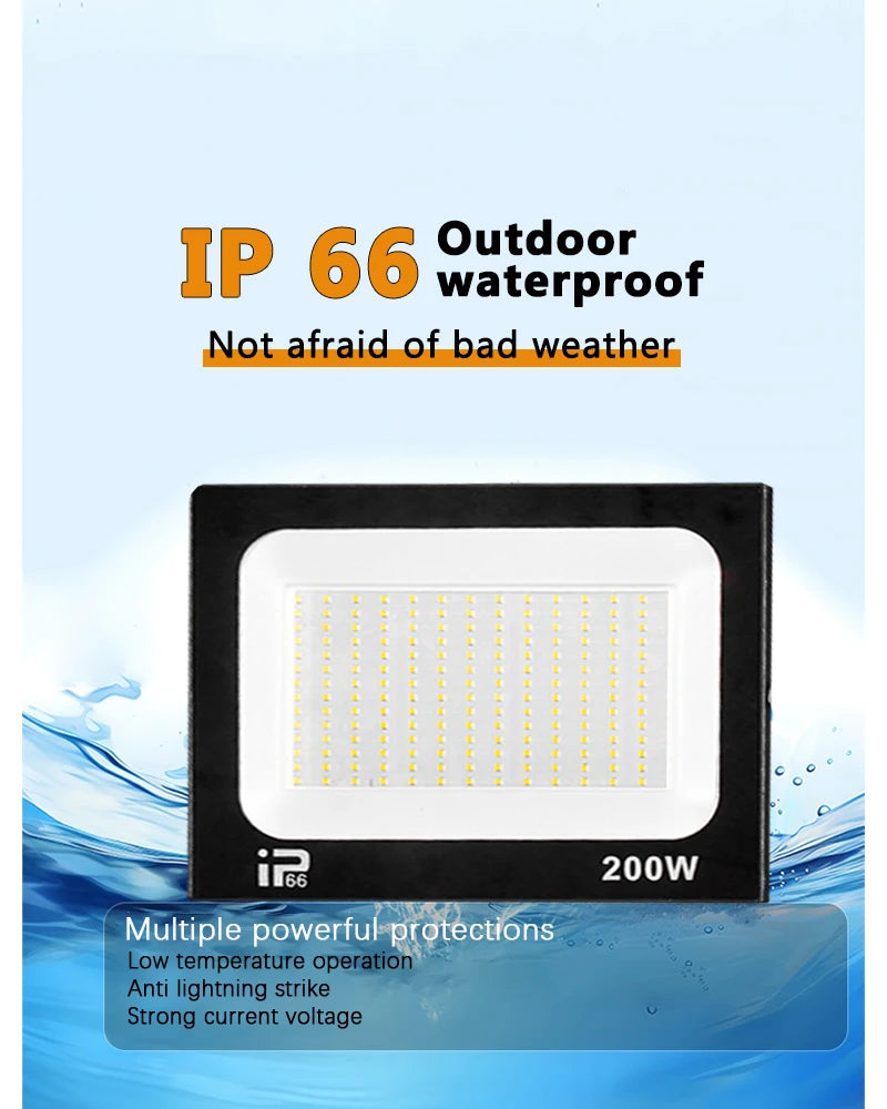 LED Floodlight Outdoor IP66 Waterproof Path Light Spotlight 10W 20W 30W 50W 100W 200W Outdoor Garden Porch Courtyard Lamp AC220V