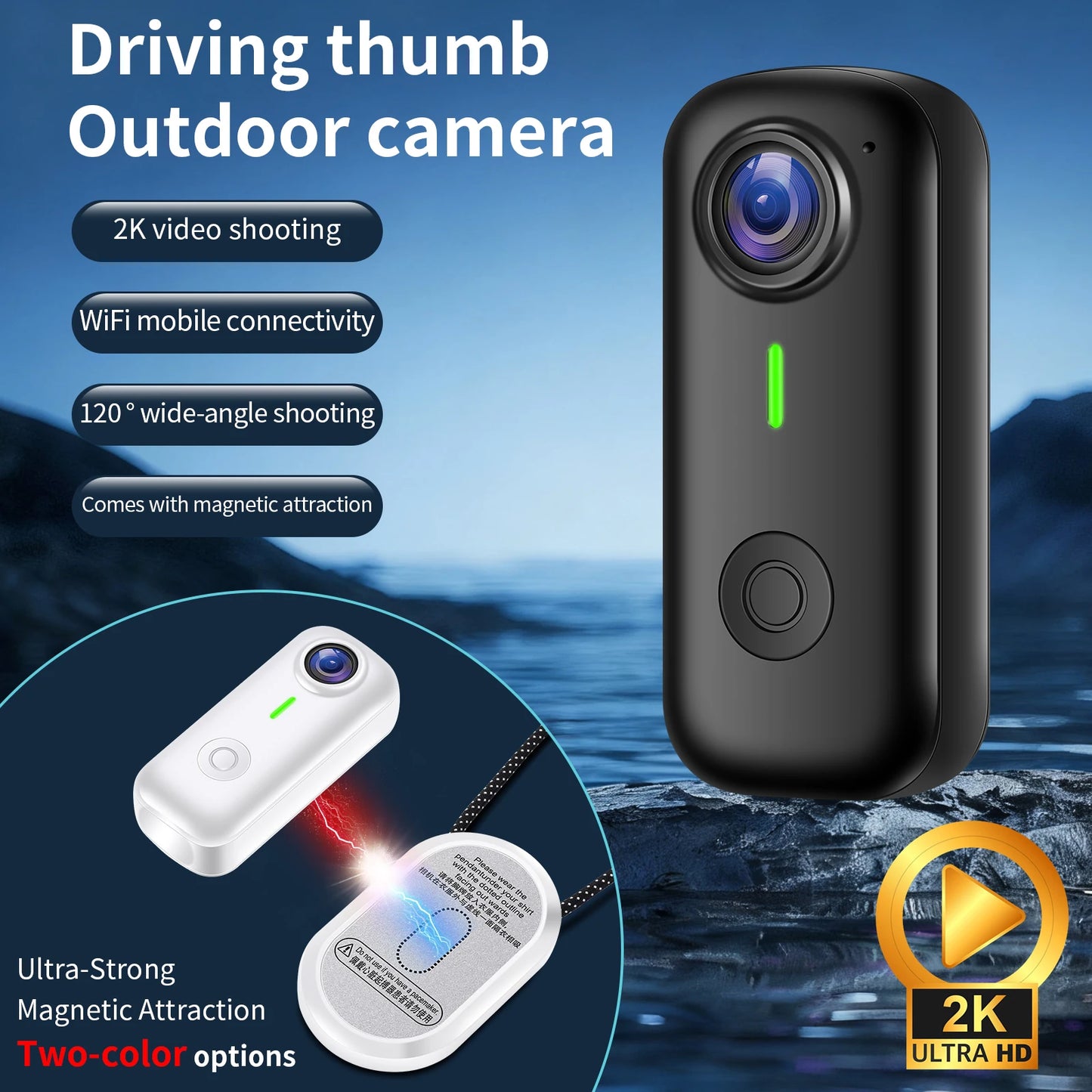 Magnetic Wearable Action Camera 1080P With WiFi And Night Vision Ultra Compact Hands Free Body Cam For Sports Cycling Outdoor